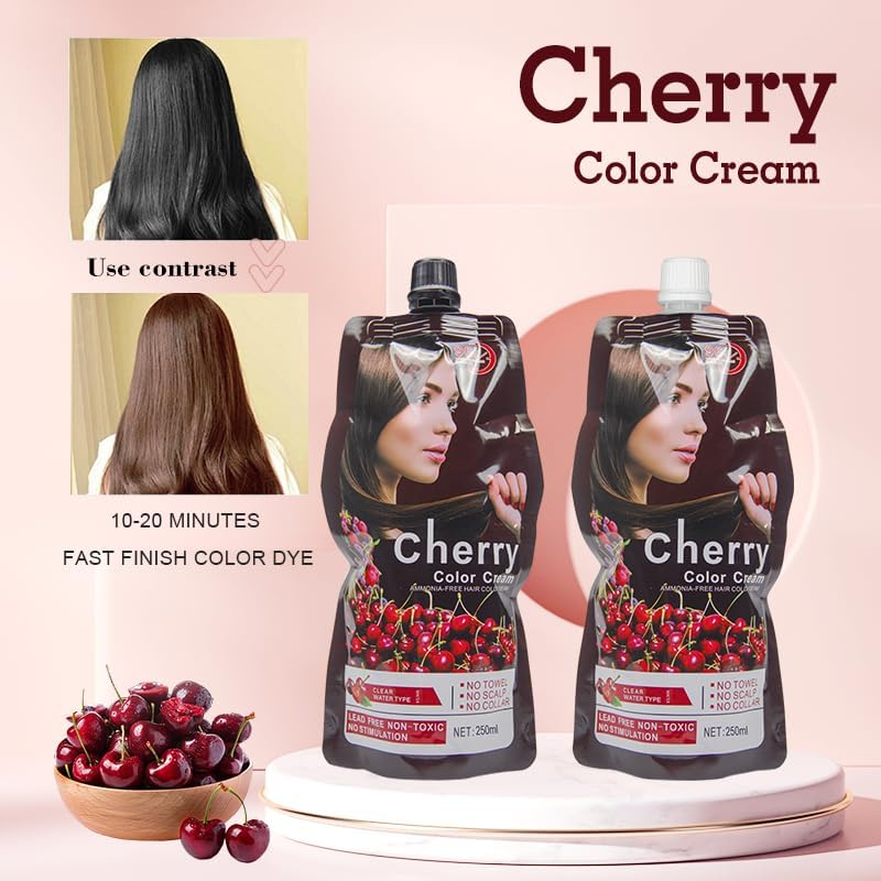 Mokeru Professional CHERRY HAIR COLOUR, AMMONIA FREE, APPLE FRAGRANCE, NATURAL Hair Color. -Original & Approved Formula. (Dark Brown (Cherry) - Image 4